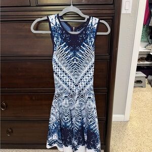 Karen Millen Navy and White Sleeveless Mini Dress